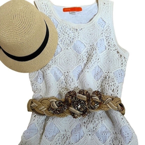 IONE Braided Rope and Mother of Pearl  One Size Fits All Vintage Belt NWOT - Picture 3 of 13